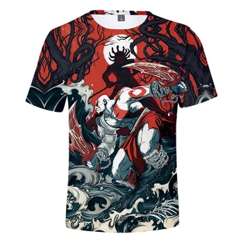 Karo dievo 3D Print T-shirt Žaidimas Anime trumpomis Rankovėmis T-shirt Vyras/Moteris Mados Madinga Atsitiktinis Hip-Hop Negabaritinių Marškinėliai Topai - 