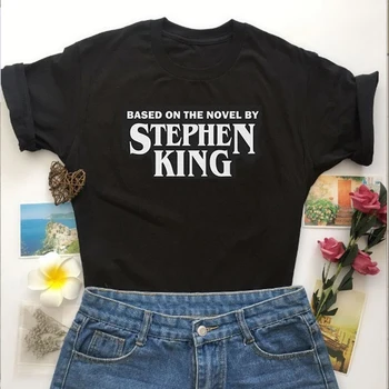 Romaną Stephen King Marškinėliai - Siaubo Marškinėliai / Mada / Halloween Marškinėliai / Nevykėlių Klubas / Vintage Marškinėliai / Siaubo Ventiliatorius - 