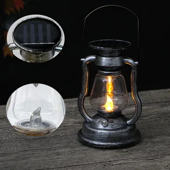 Saulės Kabinti Žvakių Šviesos Antikvariniai Retro LED Mirgėjimo Liepsna Lempa Lauko Vandeniui Kempingas Naktį Šviesos Žibintai Sodas Stalo - 