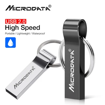 Karšto pardavimo USB Flash Drive 16GB 32GB 4G 8GB Metalo Pendrive 64gb usb Metalo u disko Didelės Spartos Vandeniui Klavišą Pen Ratai stick - 