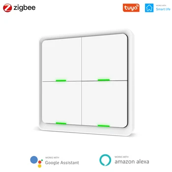 Tuya ZigBee Scene Switch 4 Gauja Pažangaus Belaidžio Nuotolinio Valdymo Universalus Mygtuką Perjungti Paramos Zigbee2mqtt Protingo Namo Automatizavimo - 