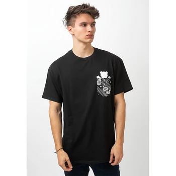 Derliaus Sunkiasvoris Bandana Kišenėje T Shirts Lokys Spausdinti Black T-shirt Vyrams 2021 Naujas Vasaros Tee - 