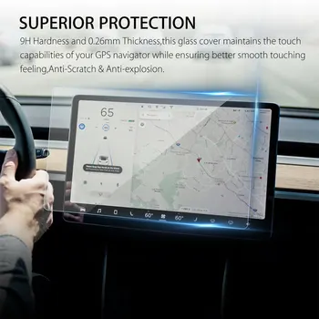 15 Colių Automobilių Screen Protector, Aišku, Grūdintas Stiklas Ekrano apsaugos Tesla Model3 Navigacijos Apsauga - 