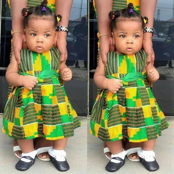 Vaikai Ankara Mergina Afrikos Drabužius Kanga Bohemijos Spausdinti Sijonas Vaikai Princesė Heidi Bazin Dashiki Maxi Suknelė Šokių Etape Šalis Kostiumas - 