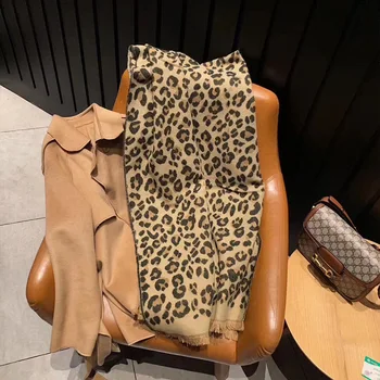 Klasikinis Leopardas Spausdinti Kašmyro Šalikas Temperamentas Kutais Kašmyro Šaliai Mados Dizaineris Šalikas Moterų Žiemą Šiltas Neckerchief - 