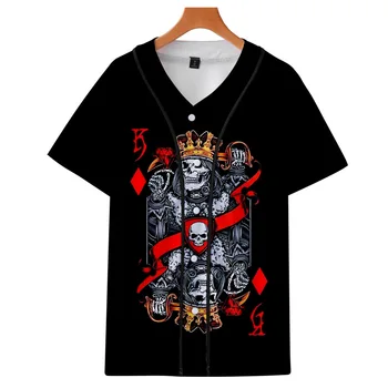 Skull & Pokerio 3D Atspausdintas Beisbolo T-shirt Moterims/Vyrams Mados Vasaros trumpomis Rankovėmis Juokinga Tshirts Streetwear Hip-Hop Beisbolo Jersey - 