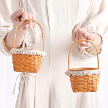Nešiojamų Mini Gėlių Bambuko Krepšelį Austinės Medžiagos Išdėstymas Lange Sultingas Žalia Augalų Turas Gėlių Sodinamoji Vaisių Krepšelis - 