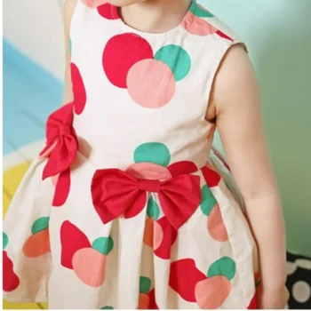 Vasaros Nauja Suknelė Cute Vaikų Drabužiai Mergaitėms Polka Dot Bowknot Vest Suknelė 3-8 Metų amžiaus Suknelė Vaikams Drabužių - 