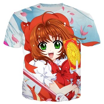 Karšto pardavimo anime Cardcaptor Sakura 3D Atspausdintas Marškinėliai unisex Mados Atsitiktinis Harajuku Stilius Apvalios Kaklo trumpomis Rankovėmis Viršūnes Streetwear - 