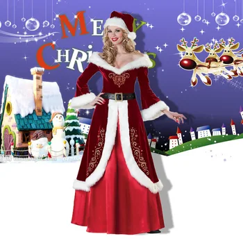 Kostiumas Kalėdų Santa Claus Cosplay Kostiumų Santa Claus Drabužius Fancy Dress Suaugusių Vyrų ir Moterų Kalėdų Suknelė - 