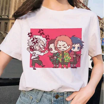 Demon Slayer Marškinėliai Moterims Grafinis Streetwear Marškinėlius Kimetsu Nr. Yaiba Drabužius Japonijos Moterų Anime T-shirt Viršuje Tees - 