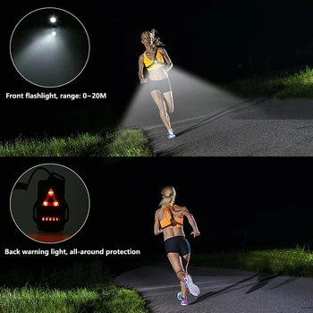 Lauko Naktį Veikia Bėgiojimas Krūtinės LED Lemputė Įspėjimas Fakelas Saugos Flash Šviesos USB Įkrovimo Sporto Pėsčiomis Nešiojamų Krūtinės Lempos - 