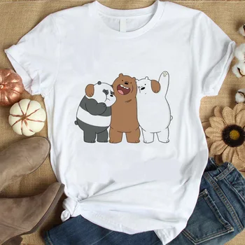 Karšto Pardavimo Spausdinti Moterų Moterų Mados trys mielos bear brothers Grafinis Atspausdintas T-Shirt Harajuku trumpomis Rankovėmis Drabužius Moteris - 