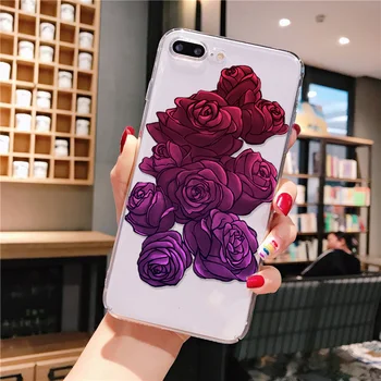 Rožių Gėlių Gėlių Mergaitė Telefono dėklas Skirtas iphone 12 XR 11 Pro Max XS MAX 8 7 6 6S Plus X 5 5S SE - 