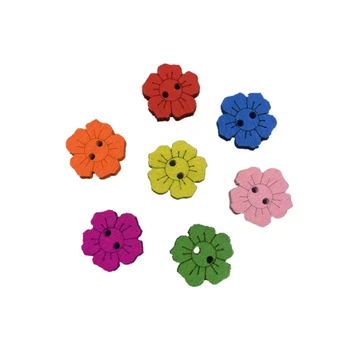 50pcs/daug Gėlių Tapybos Medinės Drabužių Sagas Rankdarbiams Siuvimo Dekoratyviniai Aksesuarai Gėlių Formos Mediniai Mygtuką - 