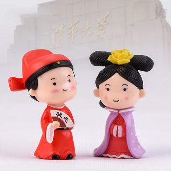 ZOCDOU 2 vnt Subtilus Kinijos Čing Dinastija Drabužiai, Lėlės Žaislas Pora Ornamentu Mažas Statula Mažai Statulėlės Amatų Namų Deco - 