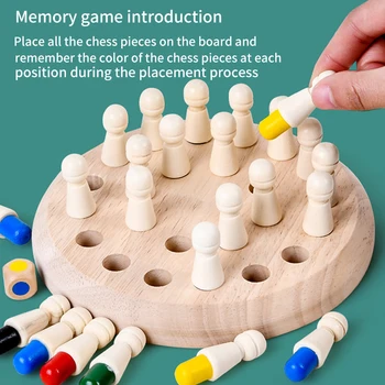 Vaikai Medinis Žaislas Galvosūkiai Spalva Atminties Šachmatų Rungtynės Žaidimas Intelektinės Vaikų Šalis Stalo Žaidimai Kūdikių Mokymosi Žaislas Dovana - 