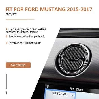 9Pcs Anglies Pluošto Interjero Oro Ventiliacijos Angos Apdaila Padengti Ford Mustang-2017 Automobilių Reikmenys Interjero Stiliaus Apdaila - 