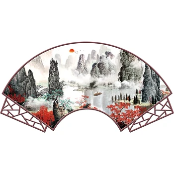 [SHIJUEHEZI] Kinų Stiliaus Kalnų Sienų Lipdukai 