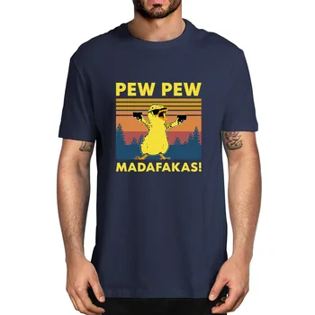 2021 Juokinga Vištienos Pew Pew Madafakas Gangsteris Meme T-Shirt, Derliaus Vyrams Medvilnė Tee Viršų - 