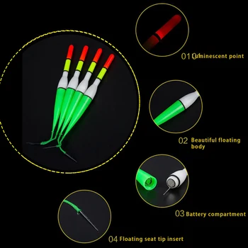 1pcs Žvejybos Plaukti LED Elektros Plaukti Šviesos + Baterijos Giliai po Vandeniu Plaukti Žvejybos Reikmenys Bobber Žvejybos Įrankius Su elektronais - 