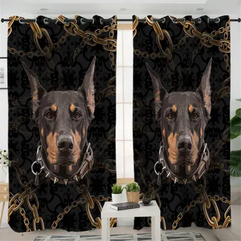 BeddingOutlet Rottweiler Miegamojo Užuolaidos 3D Gyvūnų Spausdinti Blackout Užuolaidos Kambarį Gaisro Šuo Apklotai 1pc rideaux - 