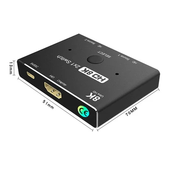 HDMI Suderinamus 2.1 Perjungiklis 2 in 1 out 8K@60Hz 4K@120Hz Ultra HD KVM Switcher 2x1 Adapteris PS4/5 TV Box HDTV Xbox Projektorius - 