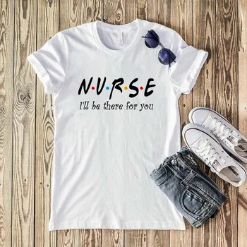 Verão 2021 feminino camiseta coração comprimido gráfico enfermeira marškinėlius engraçado simple de manga curta camisa t harajuku - 