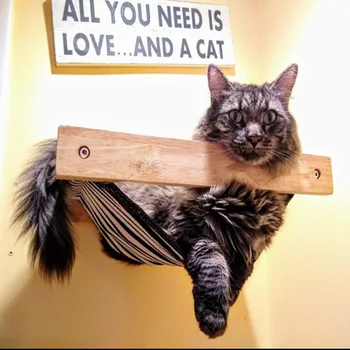Prie sienos montuojamas Katė Hamakas Lova Pet Baldai Kačiukas Wall Shelf Set Cat, Ešeriai, Medinės Braižymo Laipioti Po Katė Medžio Namas Žaislas - 