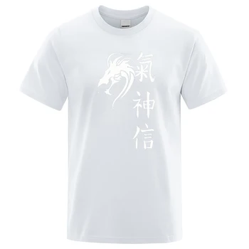 Dvasinis Dragon Balta Anime Spausdinimo T Marškinėliai Vyrams Mados Prekės ženklo t-Shirt Prarasti Vasaros Orui T Shirts, Negabaritinių Crewneck Viršūnės - 