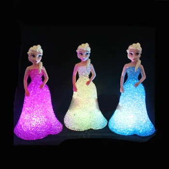 Disney Princesė Elsa Anna Naktį Led Šviesos Baterijos Vaikams Žaislas Spalvinga LED Žibintai Gradientas Kristalų Lempos, Kalėdų, Gimtadienio dovana - 