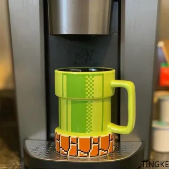 Naujas žaidimas serijos vamzdžių burną pikselių vandens puodelį kūrybos puodelis animacinių filmų kanalizacijos burną kavos puodelis su rankena keramikos išgerti puodelį dovanų - 