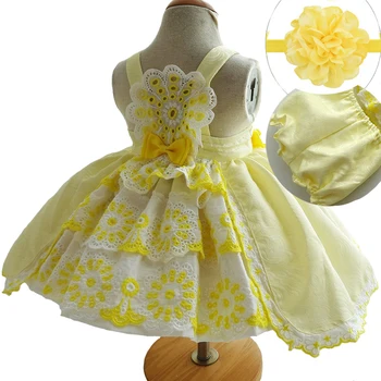0-6Y Baby Girl Princesė Dress 2vnt Tiktų ispanijos Stiliaus Medvilnės, Siuvinėtos Vaikų Suknelė Nustatyti Vaikai Boutique Drabužių Didmeninės - 
