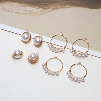 4pcs Moterų Auskarai, Perlų Europos stiliaus varinės vielos apvijos perlų žiedas retro temperamentas pakabukas papuošalai, aksesuarai - 