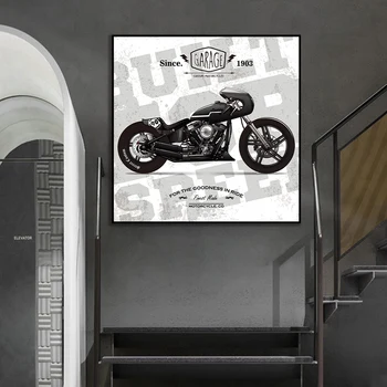 Derliaus Plakatas Klasikinis Motociklas Drobės Tapybos Šiaurės Šalių Sienos Meno Spaudinius Plakato Nuotrauką Kambarį Namų Dekoro Nemokamas Pristatymas - 