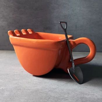 Vieno puodelio ekskavatorių kaušų taurės keista vertus kūrybos juokinga taurės keramikinis puodelis kavinė tortas puodelio arbatos puodelio WF3081413 - 