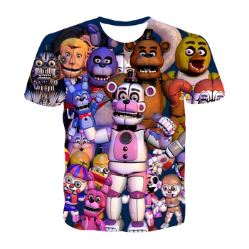 Vaikų marškinėliai, Vaikų trumpomis Rankovėmis Freddy Penkių Naktų 3D Vasaros Berniukų, Mergaičių Įdomus Gatvės Laisvi marškinėliai - 
