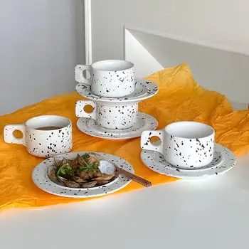 Klasikinio Rašalo Taškelius Keramikos Puodelius su Lėkšte kavos puodelis Pieno Arbata office Puodeliai Drinkware Geriausia gimtadienio Dovana, Dovanų Dėžutėje - 