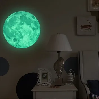 Karšto Pardavimo Estetinės 3D Šviesos Švytėjimas Tamsoje Mėnulis Siena Lipdukas Nuimamas Apdailos Liuminescencinės Lipdukas Namų, Vaikų Kambarys Lipdukai - 