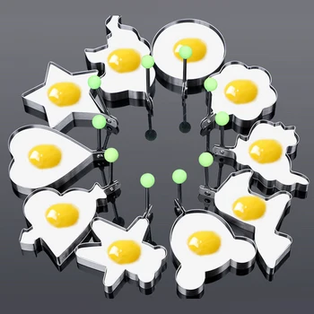 10vnt/set Kiaušinių Pelėsių Nerūdijančio Plieno Blynas Žiedas Omletas Formos Prietaisas, Kiaušinio Formos Kepimui, Kiaušinis Įrankiai, Virtuvės Reikmenys - 