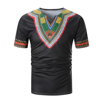 2021 Naujas Atvyko Folk-custom T-marškinėliai Vyrams, Vasaros Atsitiktinis Afrikos Spausdinti V-Kaklo Megztinis trumpomis Rankovėmis T-shirt Viršuje Palaidinė camiseta - 