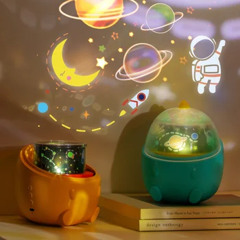 1PC Mažai Dinozaurų Žvaigždėtas Dangus Šviesos diodų (LED) Projekcija Naktį Šviesos Romantiška Sukimosi Creative Svajonė Muzikos vaiko Gimtadienio Dovana - 