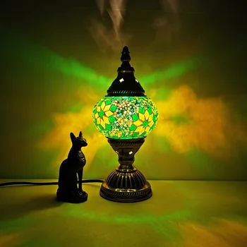 Rankų darbo Stalo Lempa turkijos vitražas umbra Meno Derliaus Romantiška mosaicDesktop Dekoratyvinis Apšvietimas Spintelė Naktį šviesos - 