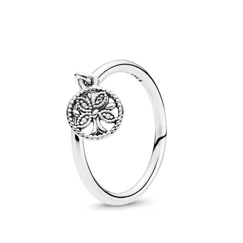 925 Sterlingas Sidabro Žiedas Pakabukai Bowknot Sidabro Apvalios Formos Perlas Gėlių Medžio Piršto Žiedą, Moterims, Šaliai, Papuošalai - 