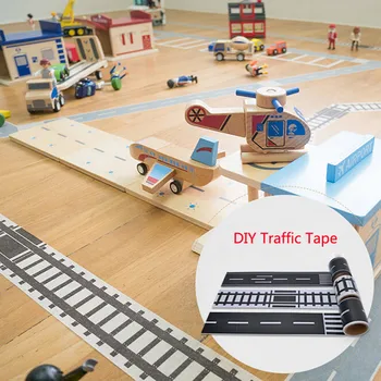 Aukštos Kokybės Geležinkelio Kelių Washi Tape Lipdukas Plataus Kūrybinio Eismo Kelių Lipnia Izoliacine Juosta Kelių Vaikams, Žaislas Automobilis Žaisti - 