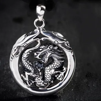 BOCAI Naujas nekilnojamojo s999 gryno sidabro dragon pakabukas valdinga asmenybė retro graviruotas sėkmės Vyras ir Moteris pakabukas - 