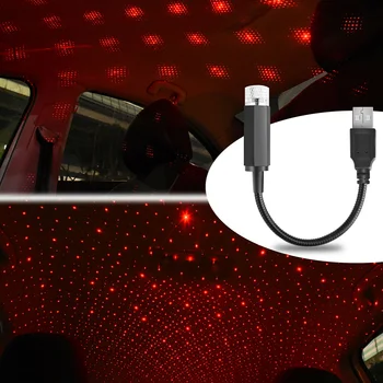 Automobilių Stogo Star Šviesos Interjero Led Žvaigždėtą Atmosferą Naktį Šviesą 360 Laipsnių Besisukantis USB Galaxy Lempos Apdailos Lubų Projektorius - 