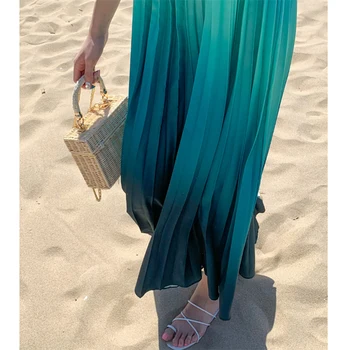 Moterų Maxi Plisuotos Apynasrio Suknelė Vasaros 2021 Kilimo Ir Tūpimo Tako Elegantiškas Senovinių Pasakų Atsitiktinis Atogrąžų Jūros Paplūdimio Atostogų Šalis, Vestidos Naujas - 