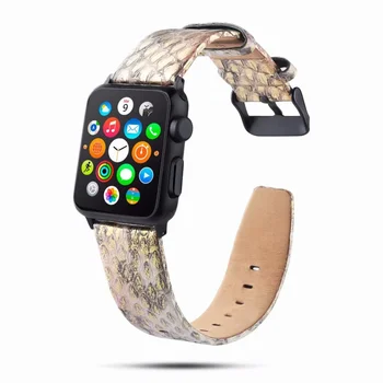 Fran-34bd Gamtos python odinis dirželis, Apple watch band 42mm 38mm 44mm 40mm iwatch 6 5 4 3 2 iwatch apyrankė - 