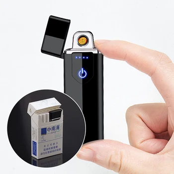 Elektrinis Metalo Žiebtuvėliai Vėjo Dual Plazmos Lanku Įkraunamas USB Žiebtuvėlis Vienkartiniai Rūkymas Cigarečių Degiklio Vyrų Dalykėlių - 